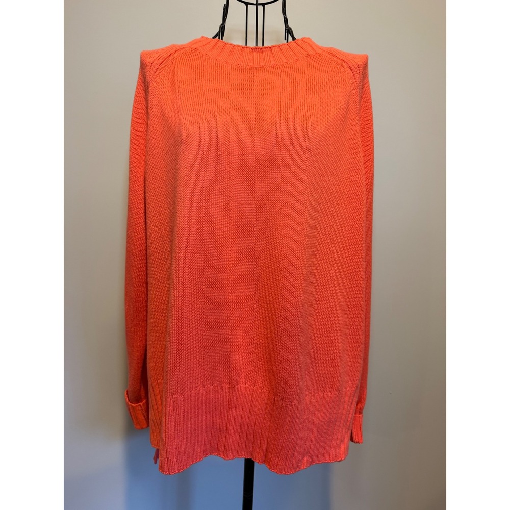 Old Navy Womens Coral Orange Raglan Long Sleeve High Low Knit Sweater Size M